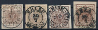 1850 4 db szép 6kr eltérő árnyalatokban, szép bélyegzésekkel