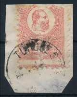 1871 Kőnyomat 5kr extrém elfogazással kivágáson
