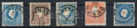 1858 5 db I. tipusú bélyeg szép / olvasható bélyegzésekkel