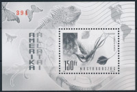 1998 Földrészek állatai feketenyomat blokk piros sorsszámmal (90.000)