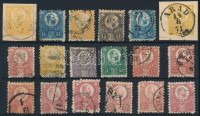 1871 Réznyomat 16 bélyeg közte sor + 2 db díjjegy kivágás