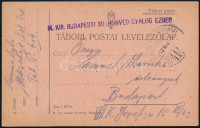 1917 Tábori posta levelezőlap 'M.KIR. BUDAPESTI 30. HONVÉD GYALOG EZRED' + 'TP 414'
