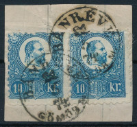 1871 Réznyomat 10kr elfogazott pár 'BÁNRÉVE GÖMÖR M.'