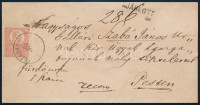 1871 Ajánlott levél Kőnyomat 5kr és 2 x Réznyomat 5kr vegyes bérmentesítéssel 'SZABADSZÁLLÁS' - Pest. Az egyetlen ilyen ismert bérmentesítés!