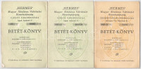 Budapest 1938-1940. 'Hermes Magyar Általános Váltóüzlet Részvénytársaság' 3db betétkönyve használt állapotban