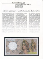 Franciaország DN 'Échantillon 10054' bankjegy tervezet, névérték és évszám nélkül , német nyelvű 'Kuriositäten auf Banknoten' tájékoztatólappal T:I-France ND 'Échantillon 10054' test banknote without value or date, with