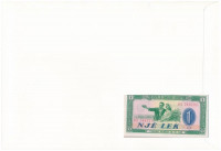 Albánia 1976. 1L felbélyegzett borítékban, bélyegzéssel T:I Albania 1976. 1 Lek in envelope with stamp and cancellation C:UNC