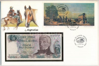 Argentína 1983-1984. 5P felbélyegzett borítékban, bélyegzéssel T:I Argentina 1983-1984. 5 Pesos in envelope with stamp and cancellation C:UNC