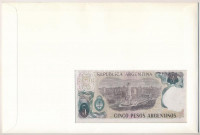 Argentína 1983-1984. 5P felbélyegzett borítékban, bélyegzéssel T:I Argentina 1983-1984. 5 Pesos in envelope with stamp and cancellation C:UNC