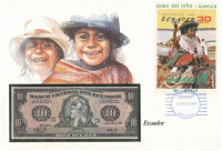 Ecuador 1986. 10S felbélyegzett borítékban, bélyegzéssel T:I Ecuador 1986. 10 Sucres in envelope with stamp and cancellation C:UNC