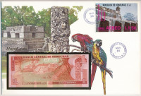 Honduras 1989. 1L felbélyegzett borítékban, bélyegzéssel T:I Honduras 1989. 1 Lempira in envelope with stamp and cancellation C:UNC