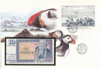 Izland 1961. 10K borítékon grönlandi bélyeggel, bélyegzéssel T:I Iceland 1961. 10 Kronur in envelope with Greenlandic stamp and cancellation C:UNC