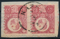 1871 Réznyomat képbe fogazott 5kr pár kivágáson 'KASSA'