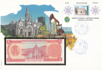 Venezuela 1989. 5B felbélyegzett borítékban, bélyegzéssel T:I- Venezuela 1989. 5 Bolivares in envelope with stamp and cancellation C:AU