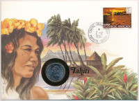 Francia Polinézia 1984. 10Fr Ni 'Tahiti' feliratú felbélyegzett borítékban, bélyegzéssel, német nyelvű leírással T:1French Polynesia 1984. 10 Francs Ni in 'Tahiti' envelope with stamp, cancellation and a prospectus in german C:UNC