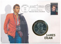 Marshall-szigetek 1996R 5$ Cu-Ni 'James Dean', érmés borítékban, első napi bélyegzéses bélyeggel T:PP Marshall Islands 1996R 5 Dollars Cu-Ni 'James Dean' in coin envelope with first day of issue stamp and cancellation C:PPKrause KM#303