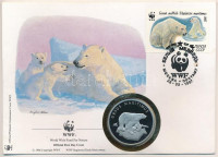 Szovjetunió / Oroszország DN (1991) 'A Világ Vadvédelmi Alap (WWF) 30. évfordulója - Ursus Maritimus (Jegesmedve)' kétoldalas fém emlékérem érmés borítékban, bélyeggel és bélyegzéssel T:PP Soviet Union / Russia ND (1991) '30th
