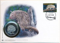 Trinidad és Tobago DN (1991) 'A Világ Vadvédelmi Alap (WWF) 30. évfordulója - Coendou Prehensilis (Amazoni kúszósül)' kétoldalas fém emlékérem érmés borítékban, bélyeggel és bélyegzéssel, német nyelvű ismertetővel T:PP