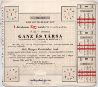 Budapest 1946. 'Ganz és Társa Villamossági, Gép, Waggon- és Hajógyár R. T.' névre szóló részvényelismervénye 1db 25P névértékű és 100db 25P értékű részvényről (2x), mindegyik szárazpecséttel, bélyegzéssel és