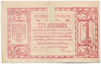 Esztergom 1919. június 10. 1K 'Esztergomi Pénzintézetek Utalványa', felülbélyegzéssel T:III- ragasztott, folt, ragasztónyomok