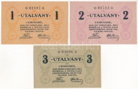 Budapest ~1920. 1K + 2K + 3K 'Pester Lloyd' utalvány, hátoldalon bélyegző nélkül T:I,I- / Hungary / Budapest ~1920. 1 Korona + 2 Korona + 5 Korona 'Pester Lloyd' voucher, on the back without cancellation C:UNC,AU Adamo BUC-212.1.1-212.3.1