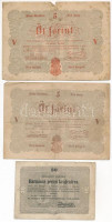 1848. 5Ft 'Kossuth bankó' (2xklf) vörösesbarna és barna + 1849. 30kr 'Kossuth bankó' T:III,III- szakadás, fo. Adamo G109, G109A, G103