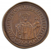 Asszonyi Tamás (1942-) 2000. 'Magyar Millenium' kétoldalas Br emlékérem tájékoztatóval, bársony szütyőben (~52mm) T:1