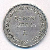 Berán Lajos (1882-1943) 1924. 'Magyar Országos Asztali Tennis Szövetség - Bajnoki érem 1924' jelzett Ag sport díjérem, hátoldalon gravírozva 'I.' (12,63g/0.835/31mm) T:2