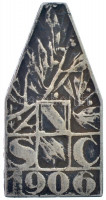 ~1920. 'NSC (Nemzeti Sport Club)' egyoldalas ezüstözött bronz lapka (46x24mm) T:2