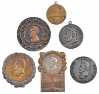 ~1930-1940. 6db Matolay Elek tornász fém emlékplakett (6xklf) T:2 patina