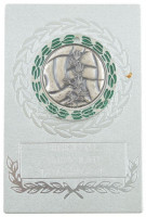 1981. 'Labdarúgó NB I. 1980/1981. II. hely Tatabányai SC' feliratú, ezüstszínű fém plakett műbőr tokban, a TBSC címerét ábrázoló matricás lappal (66x100mm) T:1-,2