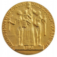 DN 'Magyar Testnevelő Tanárok Országos Egyesülete - 1943' egyoldalas, aranyozott Br emlékérem tokban (58mm) T:1-,2