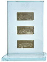 Franciaország DN 'FIA (Nemzetközi Automobil Szövetség) - Brasier, Blitzen-Benz, Bugatti Type 35B' díszvendégeknek járó, 3db-os jelzett Ag emlékérem szett plexi keretben (~30g/25x52mm/db) T:PP, 1- (PP) ujjlenyomatosFrance ND 'FIA