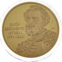 ifj. Szlávics László (1959-) 2011. 'Nagy Magyarok / gróf Széchenyi István' aranyozott Cu emlékérem tanúsítvánnyal (40mm) T:PP
