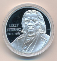 ifj. Szlávics László (1959-) 2011. 'Nagy Magyarok / Liszt Ferenc 1811-1886' ezüstözött Cu emlékérem kapszulában (40mm) T:PP patina