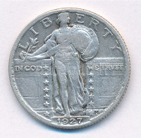Amerikai Egyesült Államok 1927. 25c Ag 'Álló Szabadság negyeddolláros' T:2- USA 1927. 25 Cents Ag 'Standing Liberty Quarter' C:VF Krause KM#141