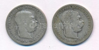 Ausztria 1893-1896. 1K Ag 'Ferenc József' (2xklf) T:3 patinaAustria 1893-1896. 1 Corona Ag 'Franz Joseph' (2xdiff) C:F patinaKrause KM#2804