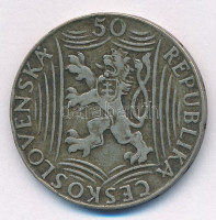 Csehszlovákia 1949. 50K Ag 'Sztálin' T:2- Czechoslovakia 1949. 50 Korun Ag 'Stalin' C:XF Krause KM#28