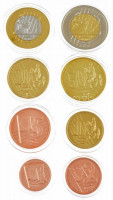 Észtország 2003. 1c-2E (8xklf) próbaveret forgalmi sor karton dísztokban, tanúsítvánnyal T:1 Estonia 2003. 1 Cent - 2 Euro (8xdiff) trial strike coin set in cardboard case, with certificate C:UNC