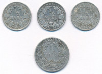 Német Birodalom 1902A 1M Ag + 1905-1917. 1/2M Ag (3xklf) T:2- ph.German Empire 1902A 1 Mark Ag + 1905-1917. 1/2 Mark Ag (3xdiff) C:VF edge error