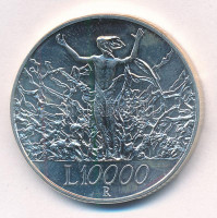 Olaszország 2000R 10.000L Ag 'Béke' T:1,1-Italy 2000R 10.000 Lire Ag 'Peace' C:UNC,AUKrause KM#208