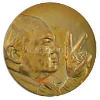 Amerikai Egyesült Államok 1974. 'Winston Churchill születésének 100. évfordulója 1874-1974' kétoldalas aranyozott bronz emlékérem, peremén '0102' sorszámmal, 'AMI' gyártói jellel. Szign.:Smitt (37mm) T:1 kis patinaUSA 1974. 'Winston