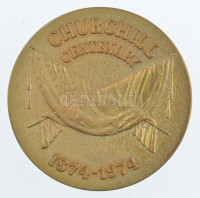 Amerikai Egyesült Államok 1974. 'Winston Churchill születésének 100. évfordulója 1874-1974' kétoldalas aranyozott bronz emlékérem, peremén '0102' sorszámmal, 'AMI' gyártói jellel. Szign.:Smitt (37mm) T:1 kis patinaUSA 1974. 'Winston