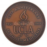 Amerikai Egyesült Államok 2001. 'Az UCLA (Kaliforniai Egyetem) orvosképzésének 50. évfordulója 1951-2001' kétoldalas Br emlékérem kopottas dísztokban, peremén 'The Franklin Mint' gyártói jelzéssel (76mm) T:1USA 2001. '50th