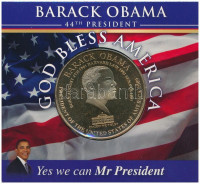 Amerikai Egyesült Államok 2009. 'Barack Obama' Br emlékérem karton dísztokban (50mm) T:PPUSA 2009. 'Barack Obama' Br commemorative medallion in cardboard case (50mm) C:PP