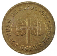 Csehszlovákia 1978. 'A keresztény béke konferencia 20. évfordulója' kétoldalas fém emlékérem eredeti tokjában T:2 patinaCzechoslovakia 1978. '20 years of the Christian Peace Conference' two-sided metal commemorative medallion in its