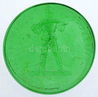 1998. 'Hadtörténeti Intézet és Múzeum 1918 - 1998' egyoldalas, zöld üvegplakett (~104-105mm) T:1