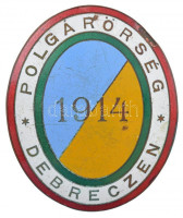 1914. 'Polgárőrség Debreczen' zománcozott fém jelvény 'LÖFKOVITS A. és Tsa.' gyártói jelzéssel (66x55mm) T:2,2- zománchibákHungary 1914. 'Militia of Debrecen' enamelled metal badge with maker's mark 'LÖFKOVITS A. és Tsa.' (66x55mm)