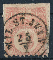1871 Kőnyomat 5kr javított javított bélyeg 'MIL: ST. JVAN' (repaired stamp)