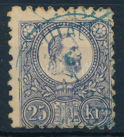 1871 Réznyomat 25kr kék temesvári pénzutalvány bélyegzéssel